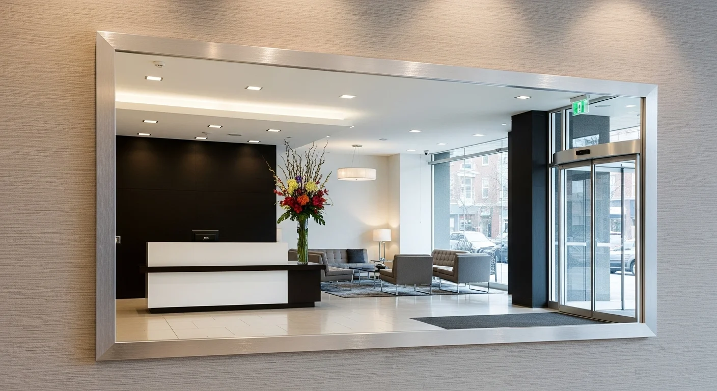 Espejo para recepción de negocios